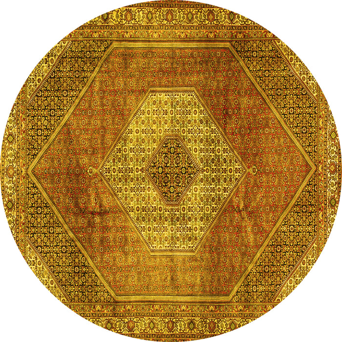 Round Persian Yellow Traditional Rug, tr2256yw