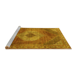 Sideview of Machine Washable Persian Yellow Traditional Rug, wshtr2256yw