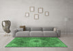 Machine Washable Persian Emerald Green Traditional Area Rugs in a Living Room,, wshtr2256emgrn