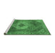 Sideview of Machine Washable Persian Emerald Green Traditional Area Rugs, wshtr2256emgrn