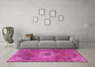 Machine Washable Persian Pink Traditional Rug in a Living Room, wshtr2256pnk