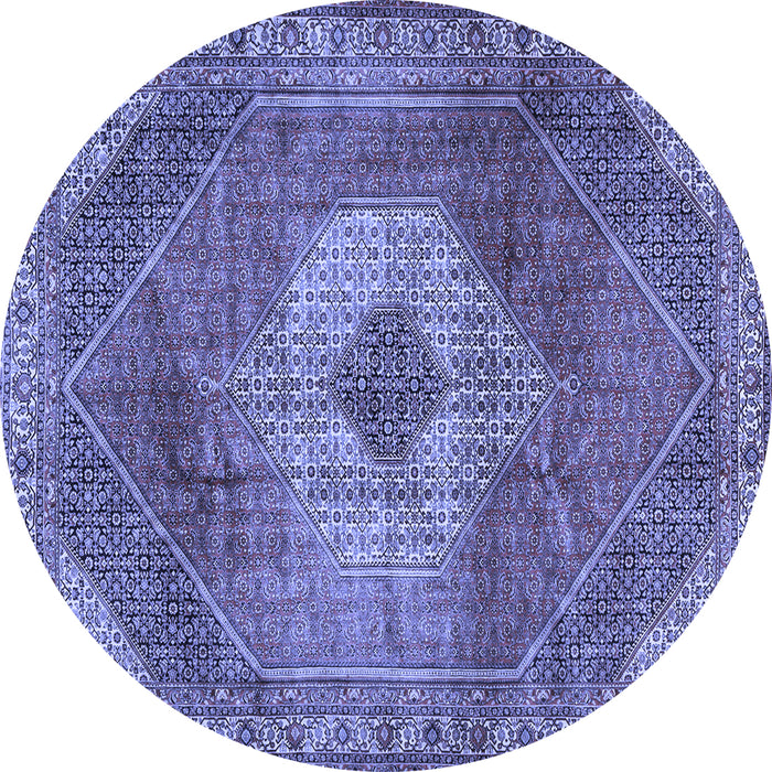 Round Machine Washable Persian Blue Traditional Rug, wshtr2256blu