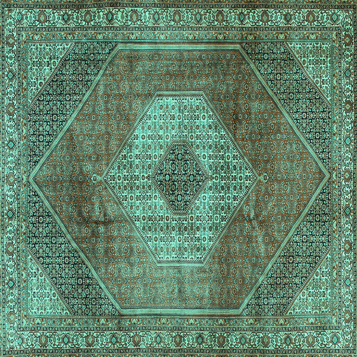 Square Machine Washable Persian Turquoise Traditional Area Rugs, wshtr2256turq