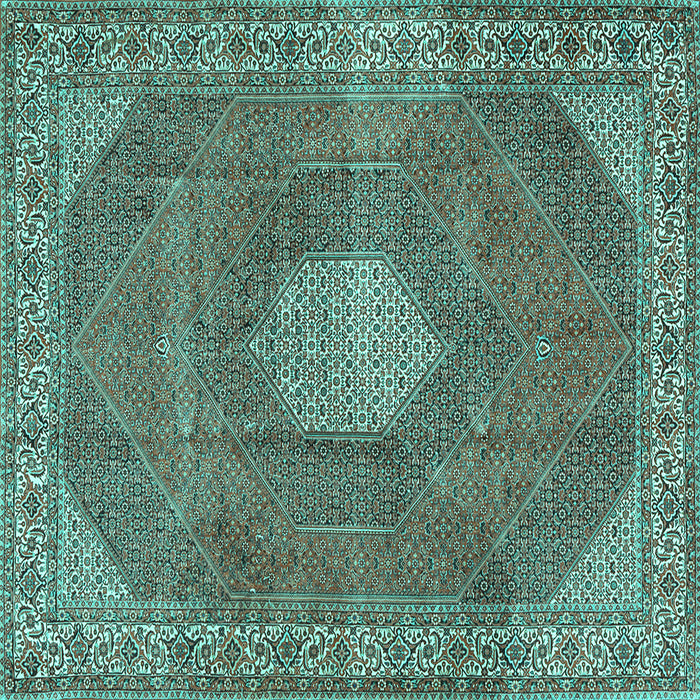 Square Persian Turquoise Traditional Rug, tr2257turq