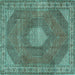 Square Persian Turquoise Traditional Rug, tr2257turq