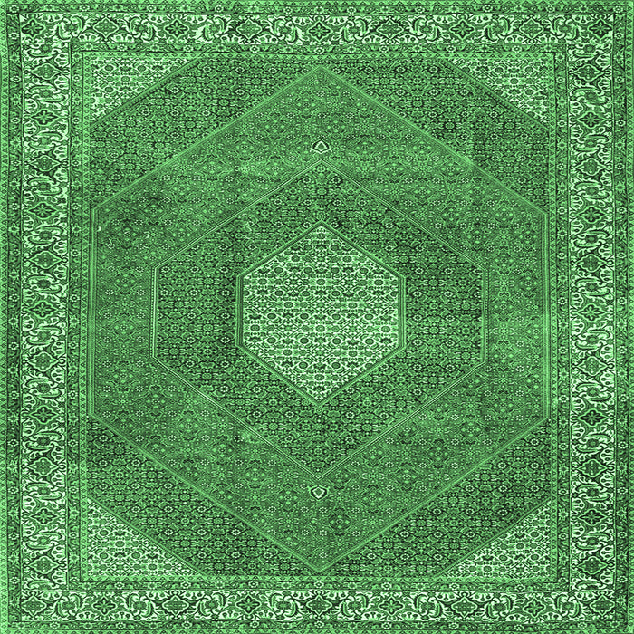 Square Persian Emerald Green Traditional Rug, tr2257emgrn