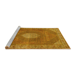 Sideview of Machine Washable Persian Yellow Traditional Rug, wshtr2257yw