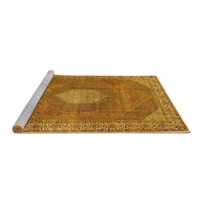 Sideview of Machine Washable Persian Yellow Traditional Rug, wshtr2257yw