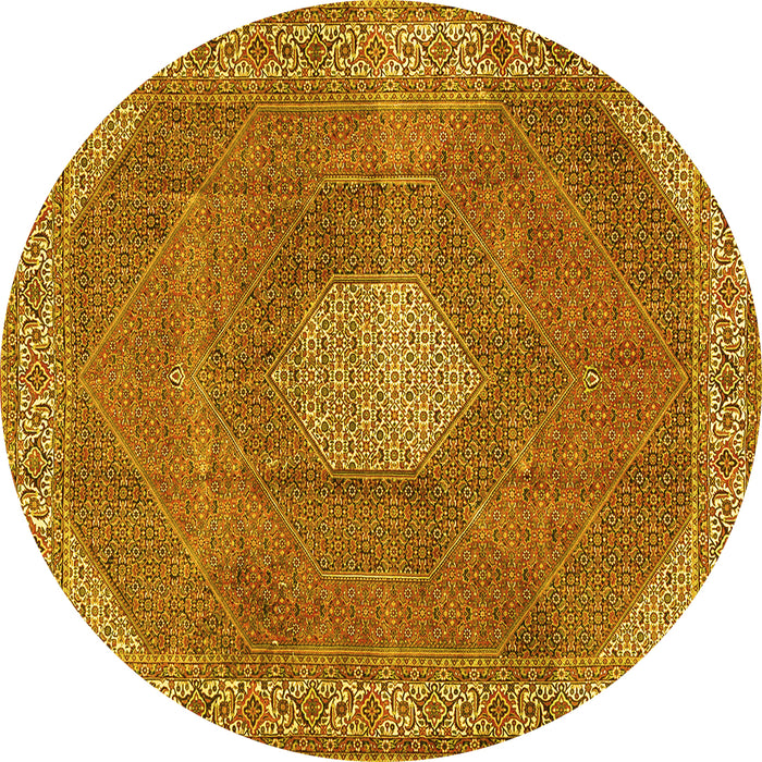 Round Persian Yellow Traditional Rug, tr2257yw