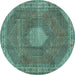 Round Persian Turquoise Traditional Rug, tr2257turq