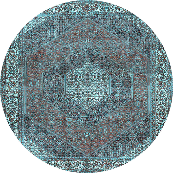 Round Machine Washable Persian Light Blue Traditional Rug, wshtr2257lblu