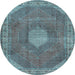 Round Persian Light Blue Traditional Rug, tr2257lblu