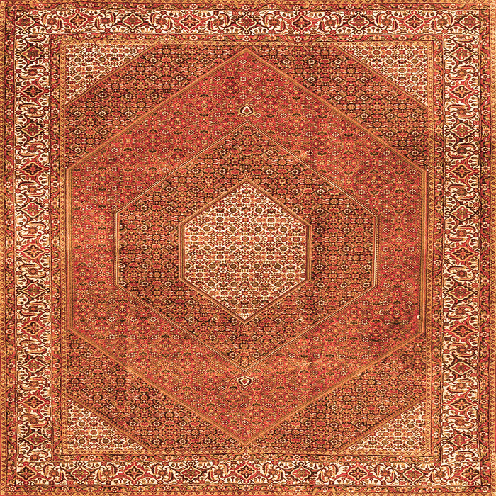 Round Machine Washable Persian Orange Traditional Area Rugs, wshtr2257org