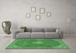 Machine Washable Persian Emerald Green Traditional Area Rugs in a Living Room,, wshtr2257emgrn