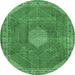 Round Persian Emerald Green Traditional Rug, tr2257emgrn