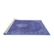 Sideview of Machine Washable Persian Blue Traditional Rug, wshtr2257blu