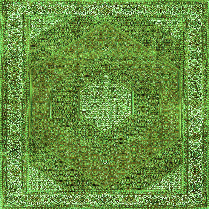 Round Machine Washable Persian Green Traditional Area Rugs, wshtr2257grn