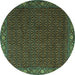 Round Machine Washable Persian Turquoise Traditional Area Rugs, wshtr2258turq