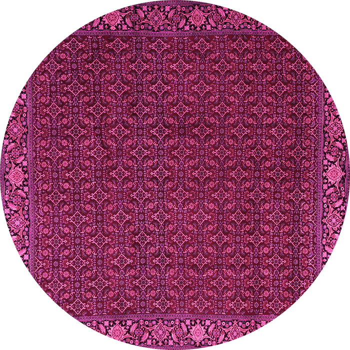 Round Machine Washable Persian Pink Traditional Rug, wshtr2258pnk