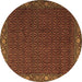 Round Machine Washable Persian Brown Traditional Rug, wshtr2258brn