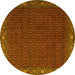 Round Machine Washable Persian Yellow Traditional Rug, wshtr2258yw