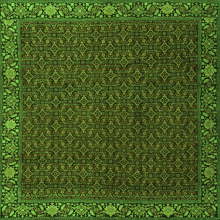 Round Machine Washable Persian Green Traditional Area Rugs, wshtr2258grn