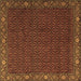 Square Machine Washable Persian Brown Traditional Rug, wshtr2258brn