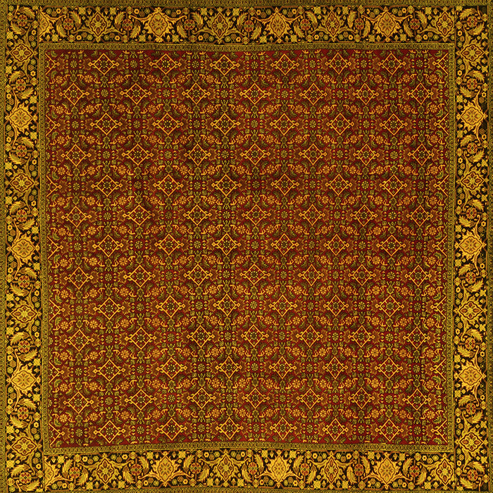 Square Machine Washable Persian Yellow Traditional Rug, wshtr2258yw