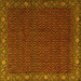 Square Machine Washable Persian Yellow Traditional Rug, wshtr2258yw