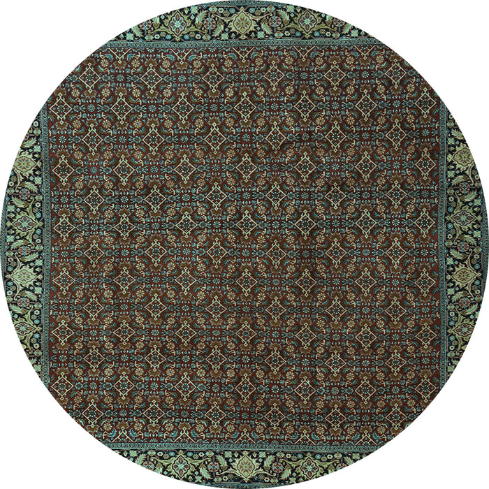 Round Machine Washable Persian Light Blue Traditional Rug, wshtr2258lblu