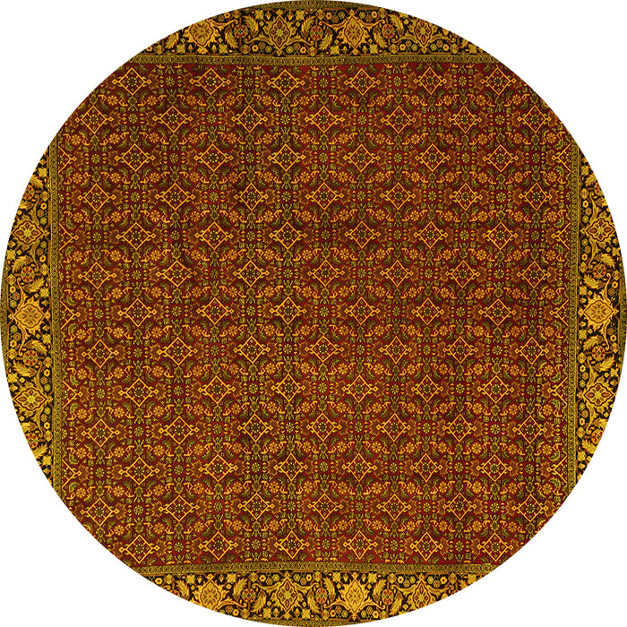 Round Persian Yellow Traditional Rug, tr2258yw