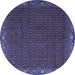 Round Machine Washable Persian Blue Traditional Rug, wshtr2258blu