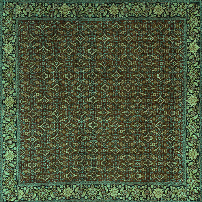 Square Machine Washable Persian Turquoise Traditional Area Rugs, wshtr2258turq