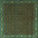 Square Machine Washable Persian Turquoise Traditional Area Rugs, wshtr2258turq