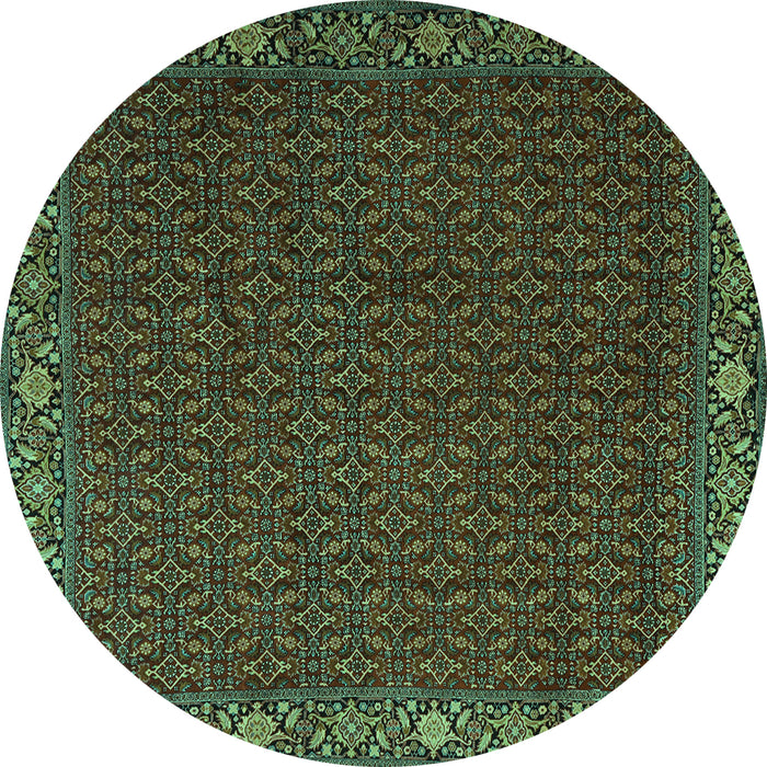 Round Persian Turquoise Traditional Rug, tr2258turq