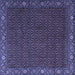 Square Machine Washable Persian Blue Traditional Rug, wshtr2258blu