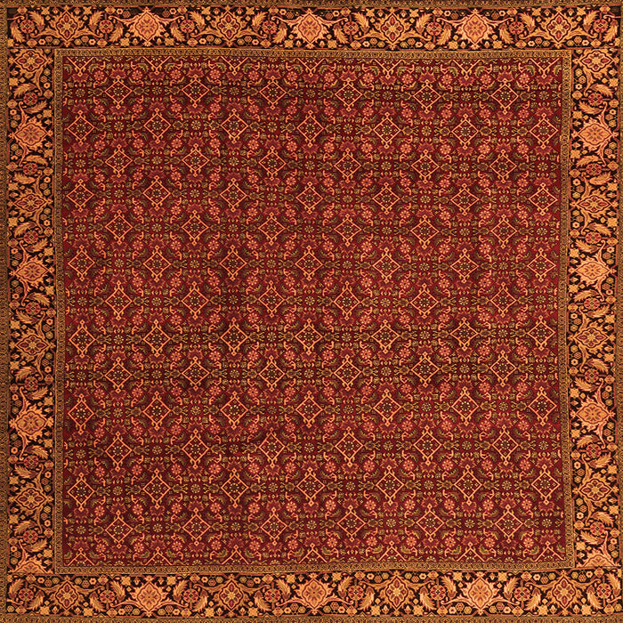 Round Machine Washable Persian Orange Traditional Area Rugs, wshtr2258org