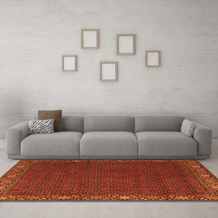 Machine Washable Persian Orange Traditional Area Rugs in a Living Room, wshtr2258org
