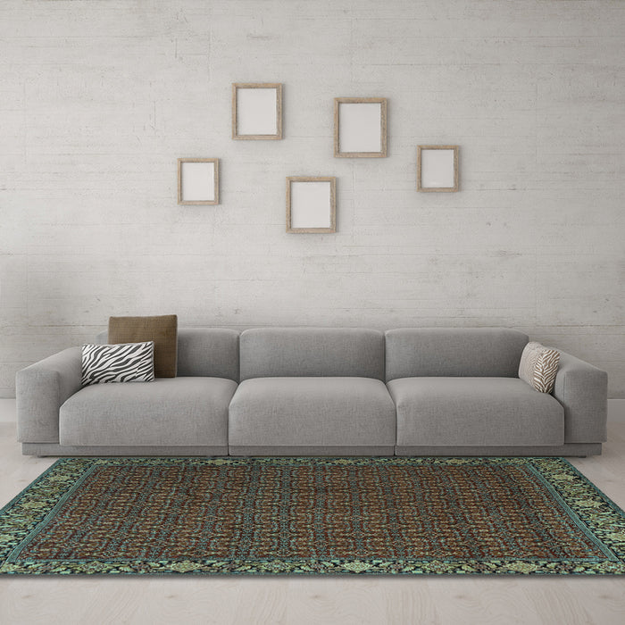 Machine Washable Persian Light Blue Traditional Rug in a Living Room, wshtr2258lblu