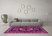 Machine Washable Persian Pink Traditional Rug in a Living Room, wshtr2259pnk