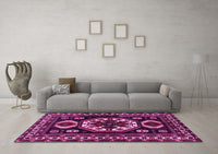 Machine Washable Persian Pink Traditional Rug, wshtr2259pnk