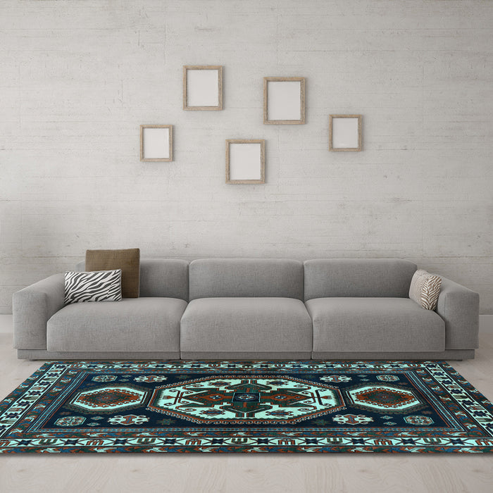 Machine Washable Persian Light Blue Traditional Rug in a Living Room, wshtr2259lblu