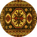 Round Persian Yellow Traditional Rug, tr2259yw