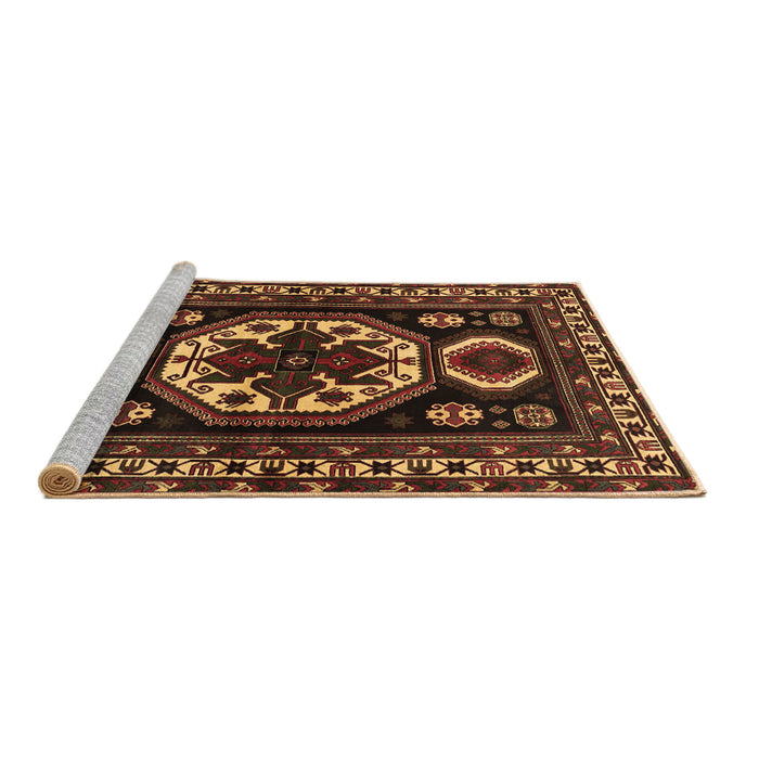 Sideview of Machine Washable Persian Brown Traditional Rug, wshtr2259brn