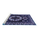 Sideview of Machine Washable Persian Blue Traditional Rug, wshtr2259blu