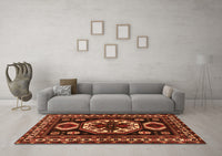 Machine Washable Persian Orange Traditional Rug, wshtr2259org