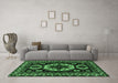 Machine Washable Persian Emerald Green Traditional Area Rugs in a Living Room,, wshtr2259emgrn