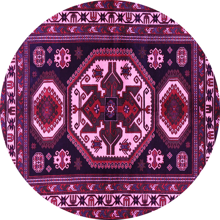 Round Machine Washable Persian Pink Traditional Rug, wshtr2259pnk