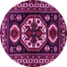 Round Machine Washable Persian Pink Traditional Rug, wshtr2259pnk