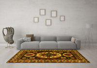 Machine Washable Persian Yellow Traditional Rug, wshtr2259yw